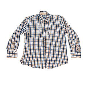 Izod Large Orange Blue Plaid Long Sleeve Button Down Shirt UF Gators Clemson